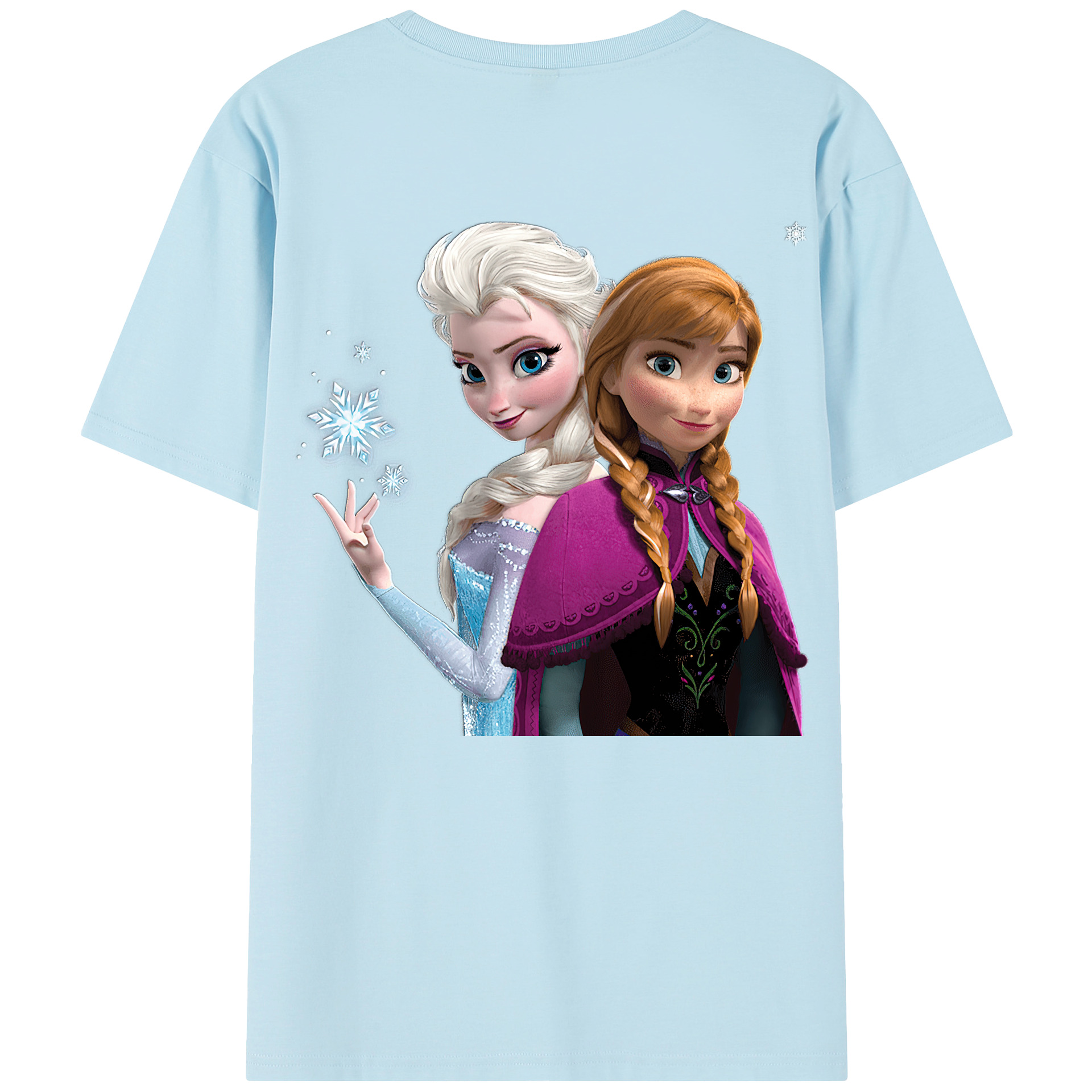 （画像用） アナと雪の女王 アンナ エルサ Frozen Anna Elsa 綿100％半袖Tシャツ（背面プリント）
